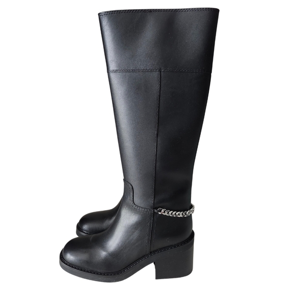 Michael Kors Carlisle Black Leather Pullon  Knee-High Boots - Picture 6 of 11